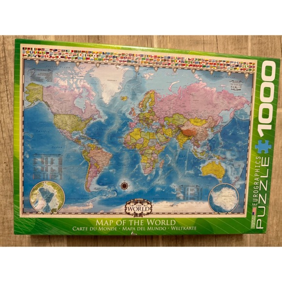 Eurographics Other - Map of the World Jigsaw Puzzle 1000 Piece EuroGraphics Flags New Complete Sealed